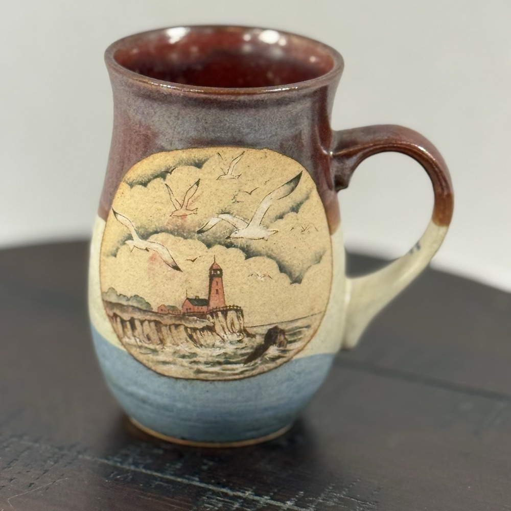 Vintage Otagiri Coffee Mug Cup Lighthouse Scene Coastal Nautical